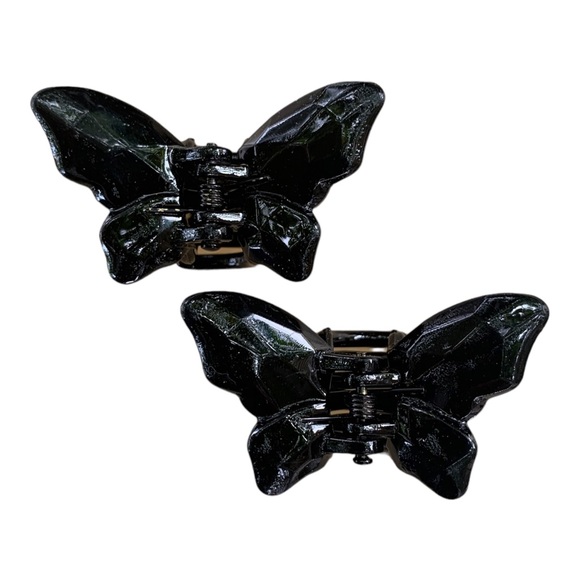 Two (2) Mini Black Butterfly Hair Clips Claw - Picture 1 of 5